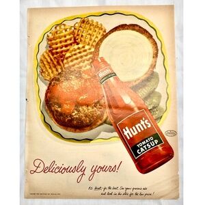 3/$24 1952 Hunt's Tomato Catsup Full Page Color Print Advert~Deliciously Yours